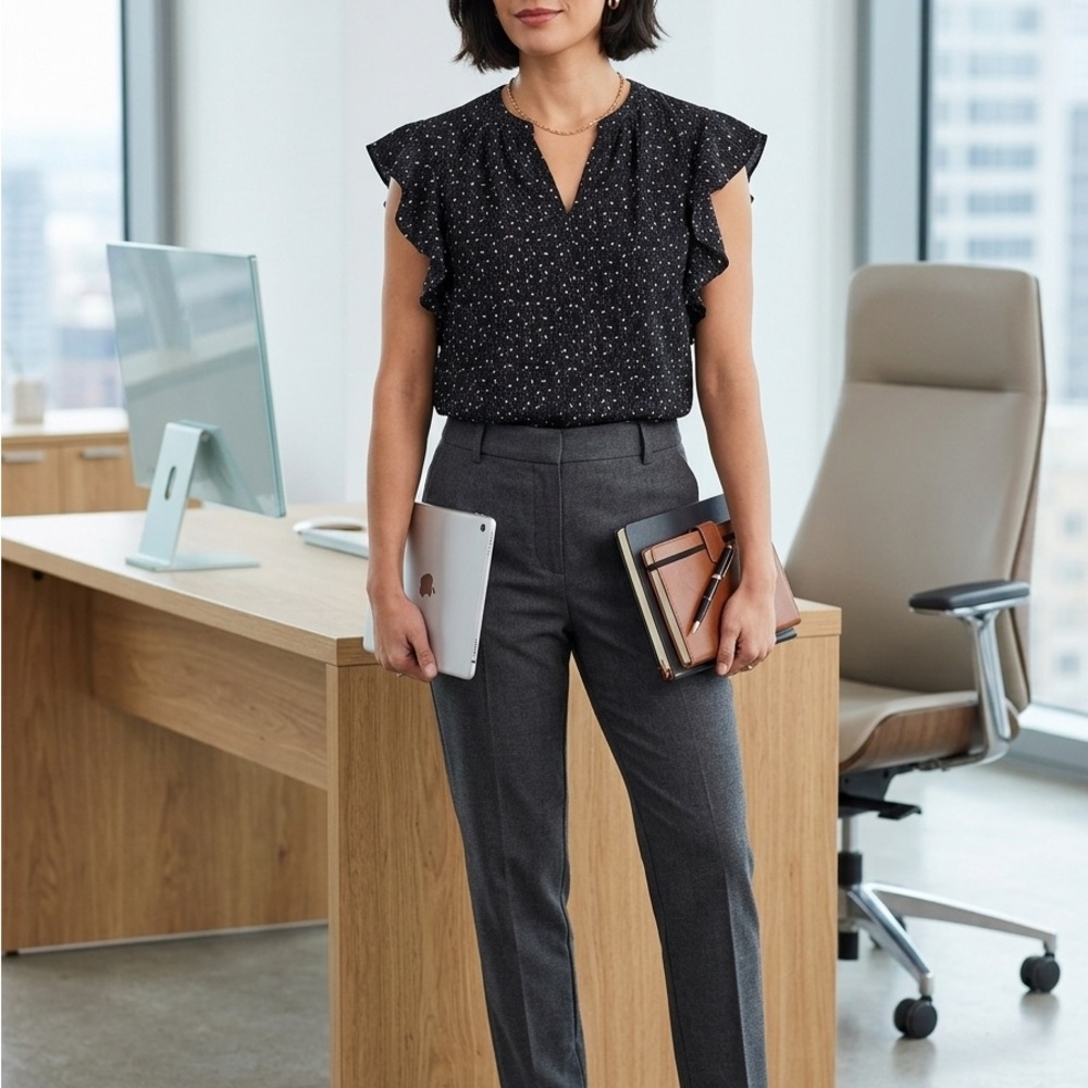 Nordstrom Black and White Stunning Crepe Shirt